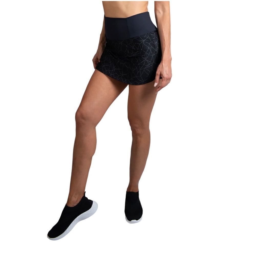 Perspective Watch Me Go Run Women's Black Crackle Reflective Skort sz XS